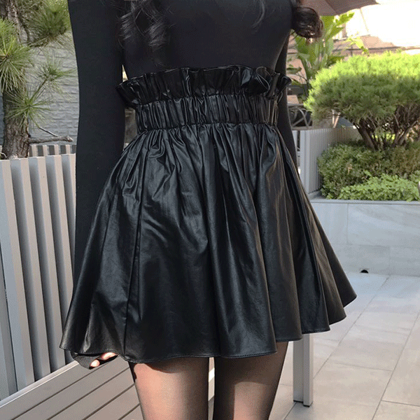 Luxuriant Leather Skirt (2color) #838