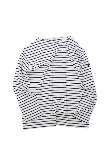 BLUEBLUE[블루블루]Cotton Slub Stripe Boat Neck LS T-shirt