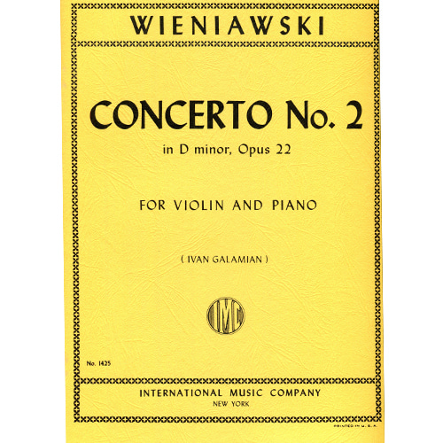 비에니아프스키 바이올린 콘체르토 No. 2 in D minor, 작품 22 (Galamian)