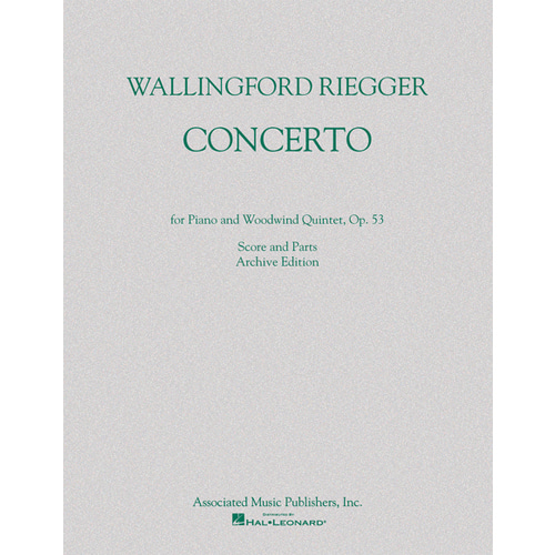 월링포드 리에거 - 피아노와 목관 5중주(퀸텟)를 위한 콘체르토 (협주곡) Op. 53 스코어와 파트보