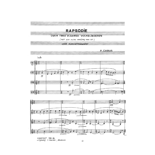 카부스 - Rapsodie on Two Flemish Folk Songs for Clarinet Quartet