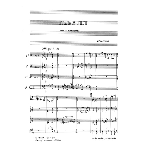 Pelemans - Kwartet for Clarinet Quartet