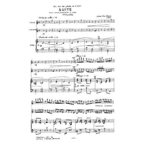 피에르 막스 뒤부아 - Suite for Violin, Clarinet and Piano