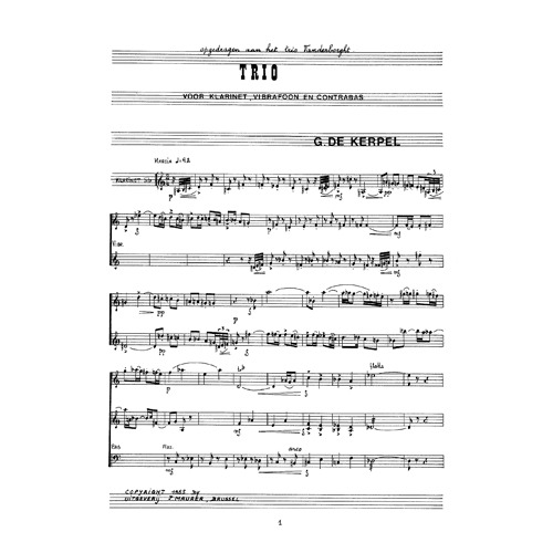 드 커펠 - Trio for Clarinet, Vibraphone and Contrabass