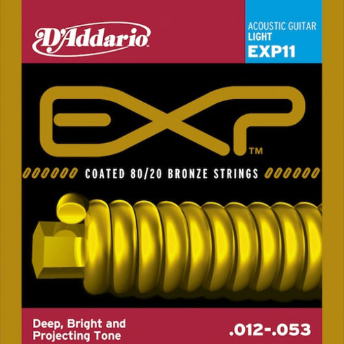 다다리오 어쿠스틱 기타 스트링 EXP11 - 코티드 80/20 브론즈, 라이트 (깊고 밝은 톤)