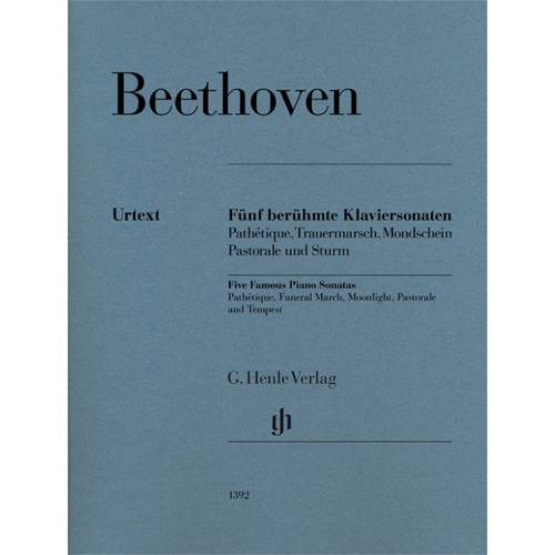 베토벤 유명한 피아노 소나타 5곡 Op. 13, Op. 26, Op. 27,2, Op. 28 and Op. 31,2