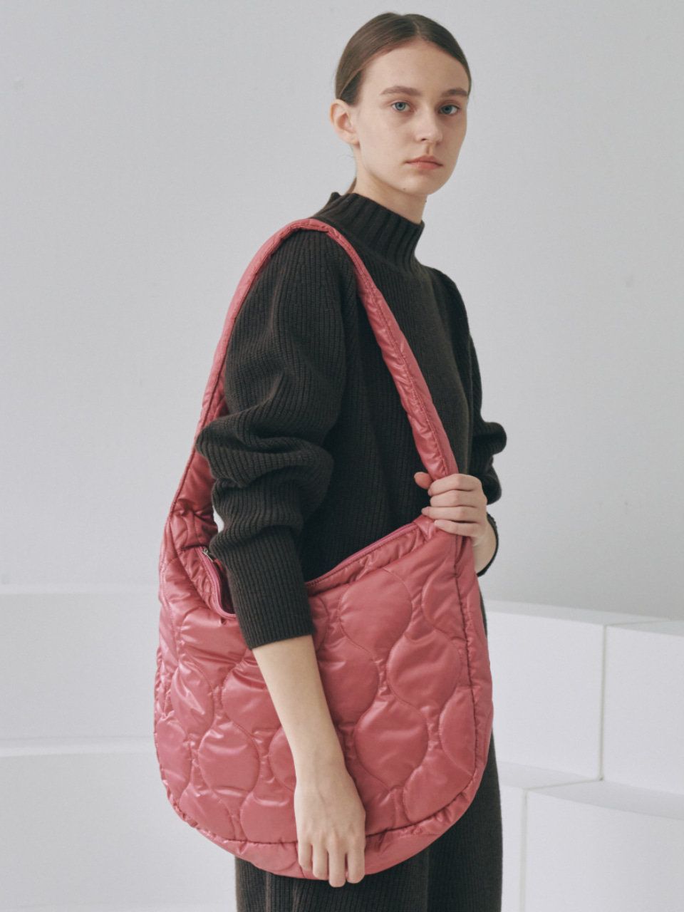 Wave Quilted Large Bag_Pink