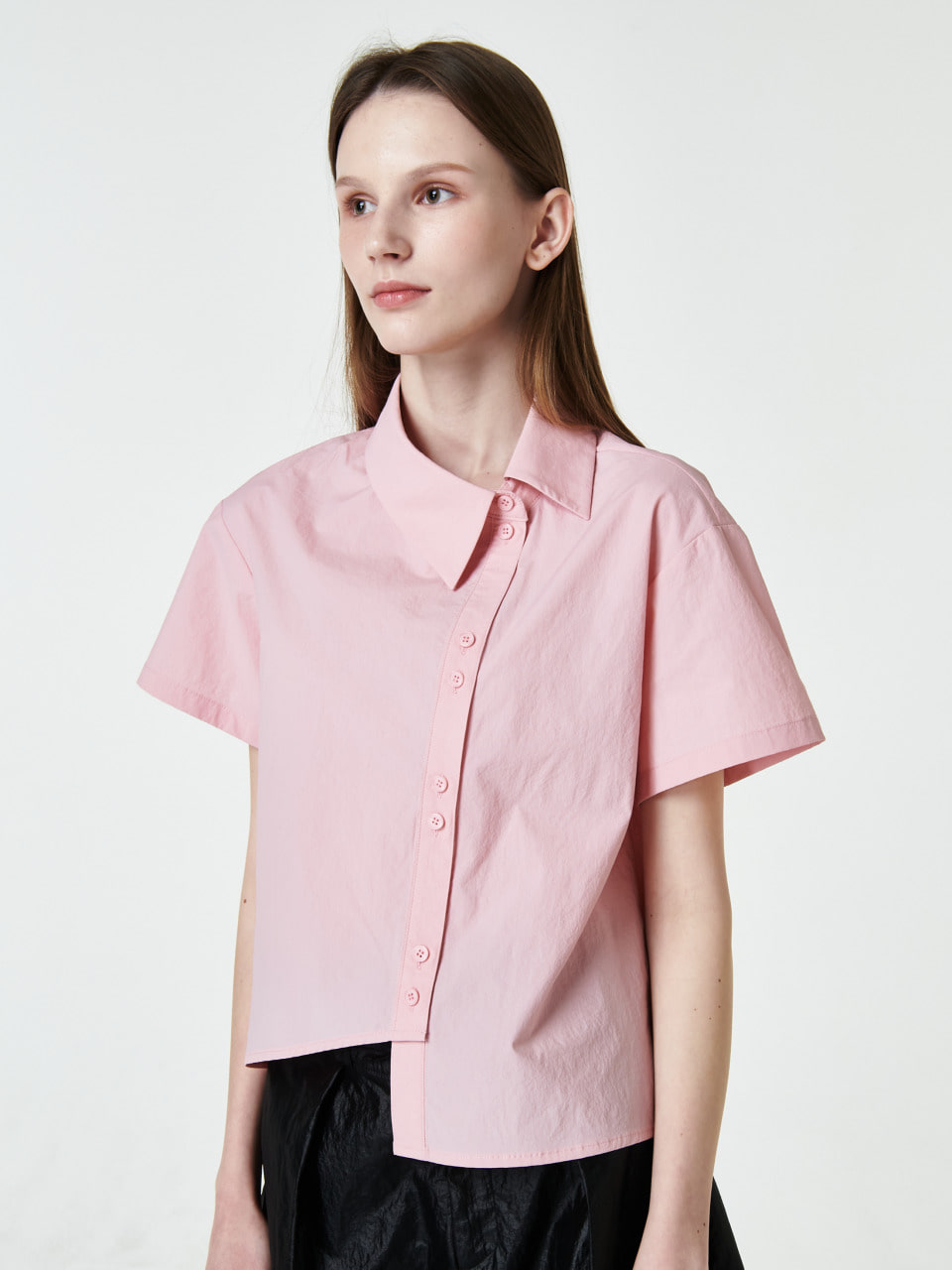 [5/9 예약판매 ]Diagonal Button Shirt_Pink