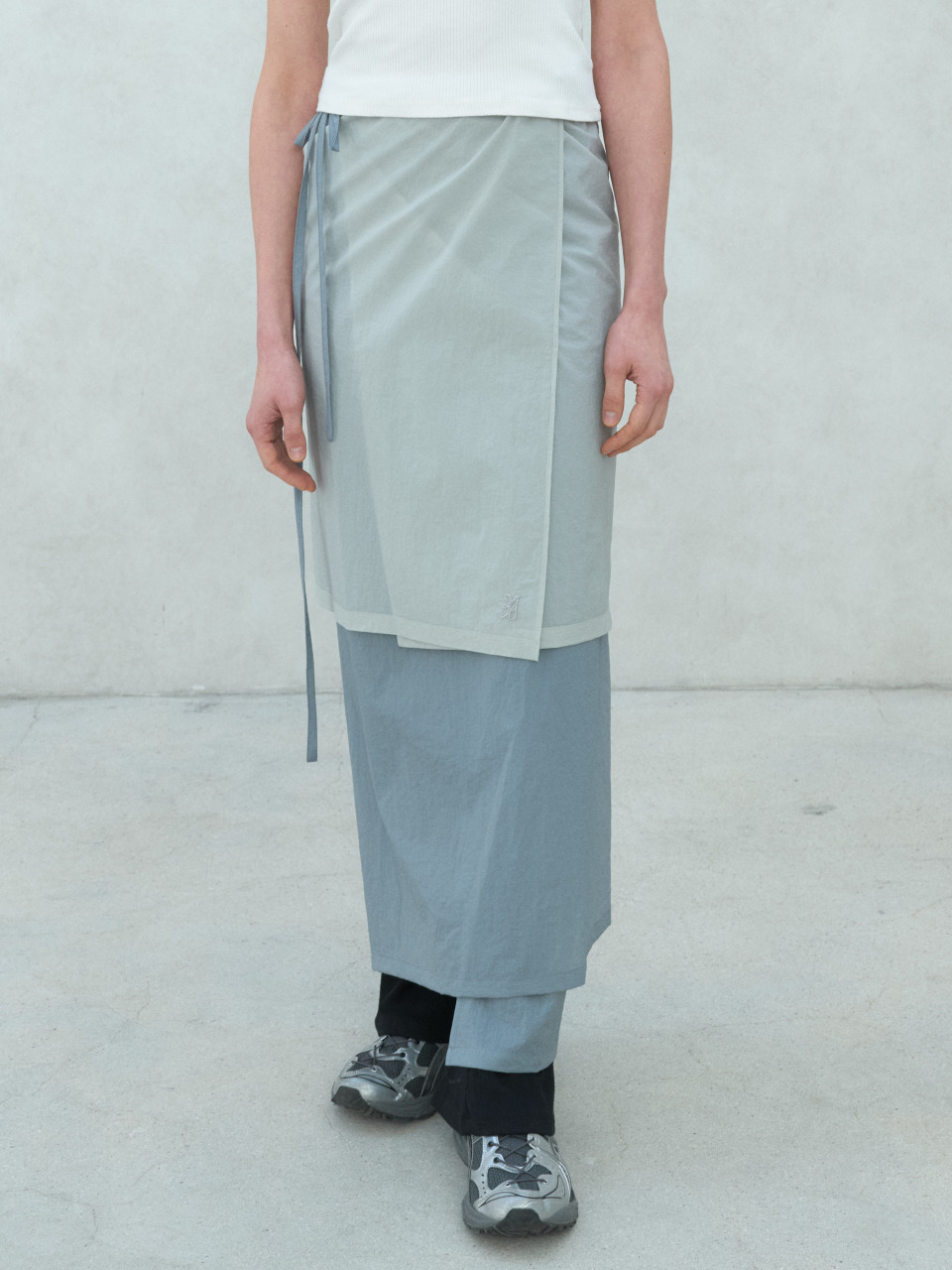Haze Sheer Wrap Skirt_Gray
