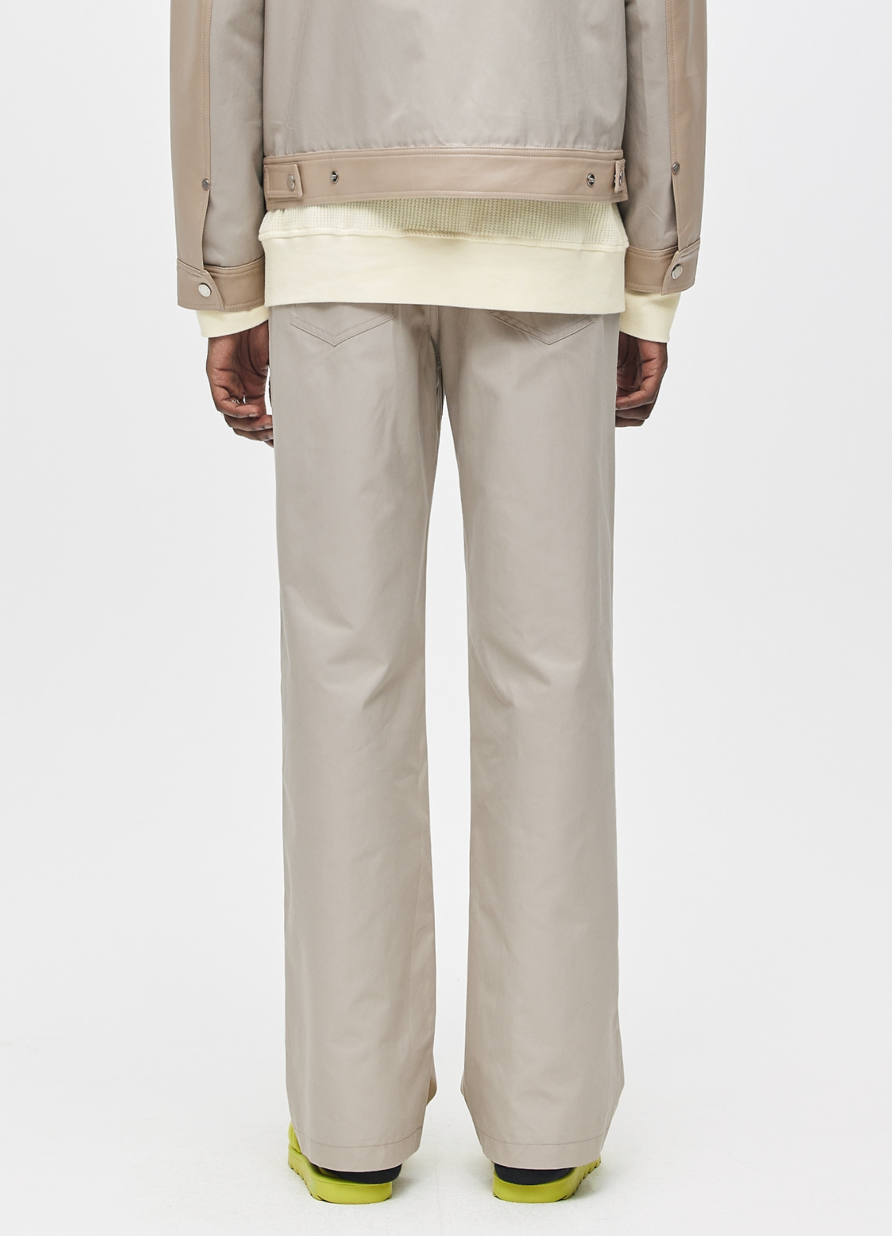 FRONT LEATHER MIX PANTS IVORY