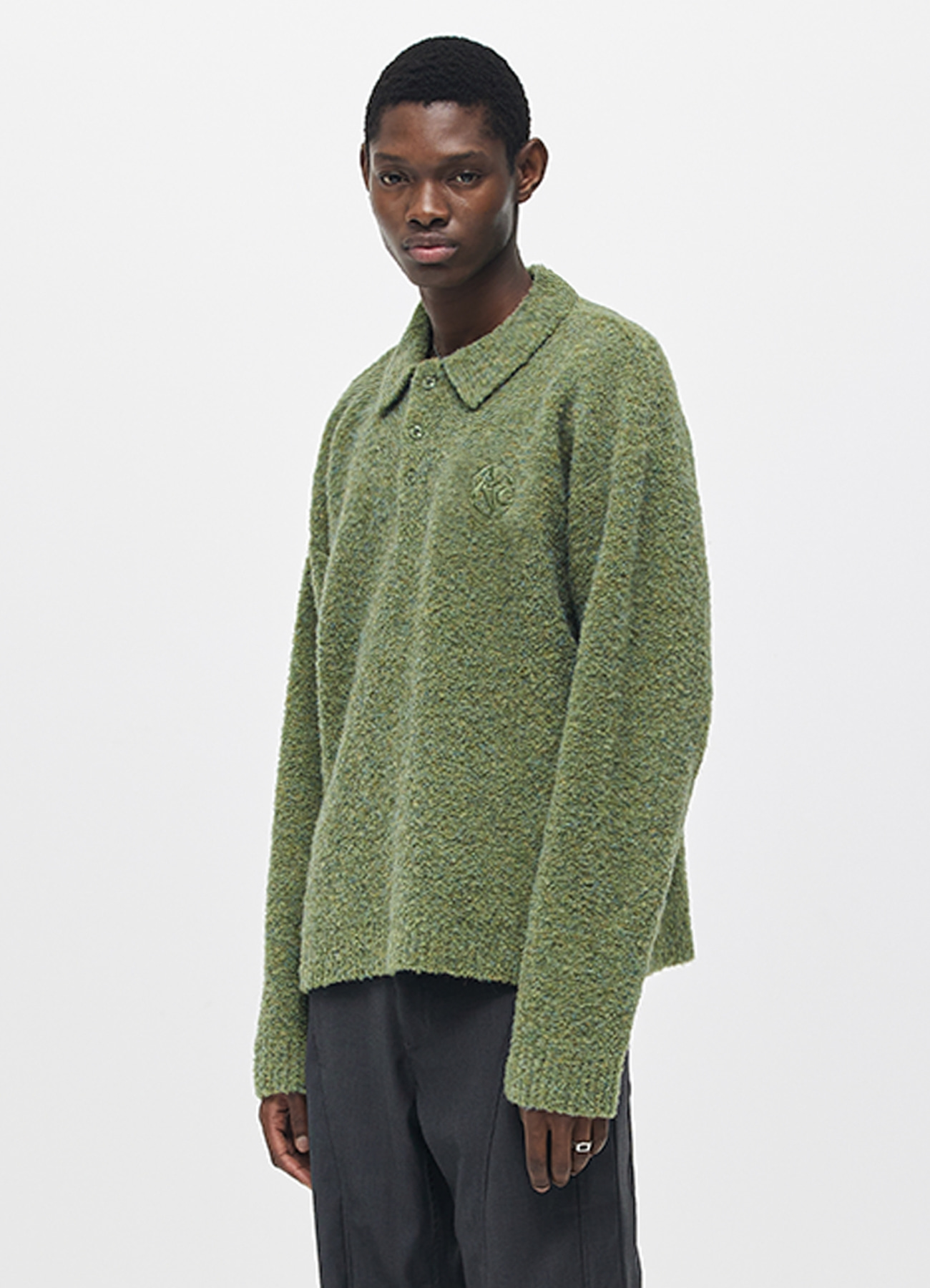 POODLE COLLAR KNIT SWEATER GREEN