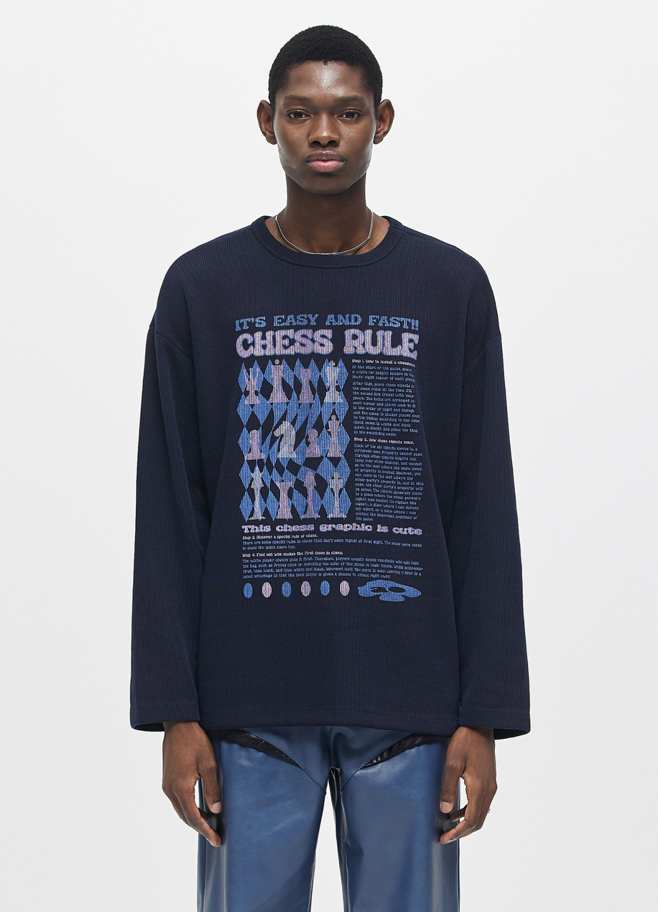 CHESS RULE KNIT SLEEVE NAVY