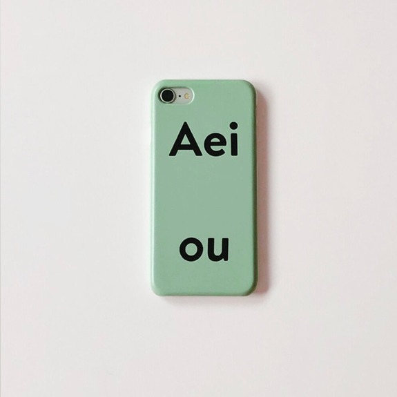 Aeiou Phone case Pale Blue Green