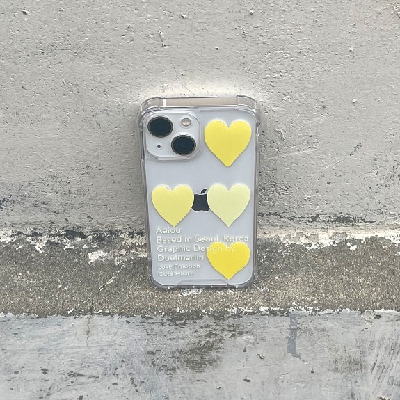 Aeiou Phonecase Cute Heart Yellow