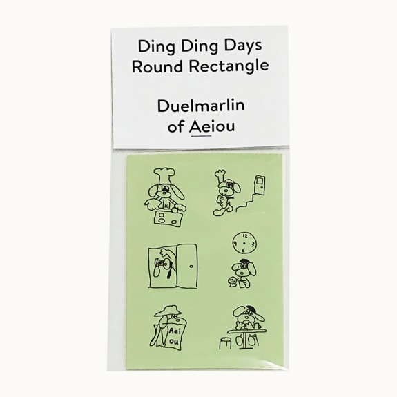 Ding Ding Days Round Rectangle  2 color sticker set