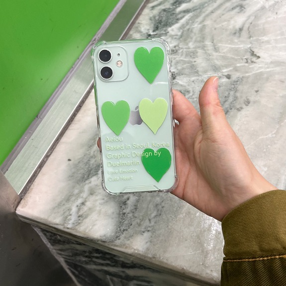 Aeiou Phonecase Cute Heart Green