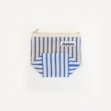 Aeiou Basic Pouch (M size) Merry Blue Stripe