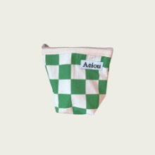 Aeiou Basic Pouch (M size)Checkerboard Green