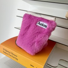 Aeiou Basic Pouch (M size) Pink Mountain Berry Fur