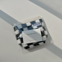 Aeiou Basic Pouch (M size) Fur Checkerboard Black