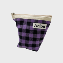 Aeiou Basic Pouch (M size)Shepherd Check Purple