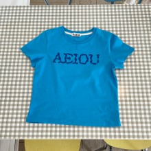 Aeiou Graphic Type T-shirtSea Blue