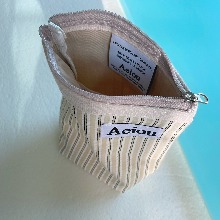 Aeiou Basic Pouch (M size)Stripe India Beige