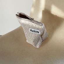 Aeiou Basic Pouch (M size)Stripe Organic Beige