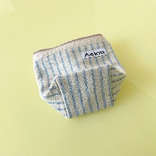 Aeiou Basic Pouch (M size)Stripe Crayon Baby Blue