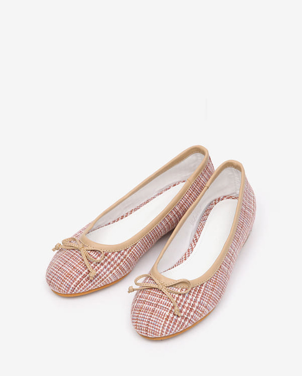 fabric check flat shoes (225-250)