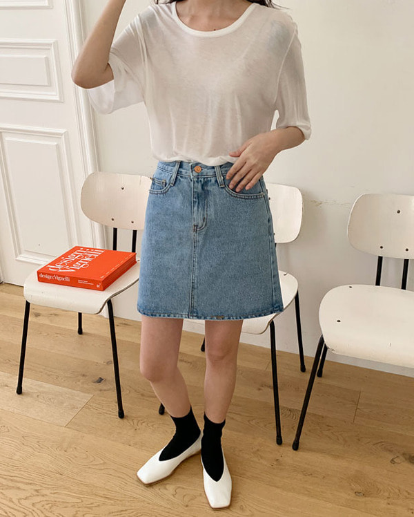 four denim mini skirts (s, m, l)