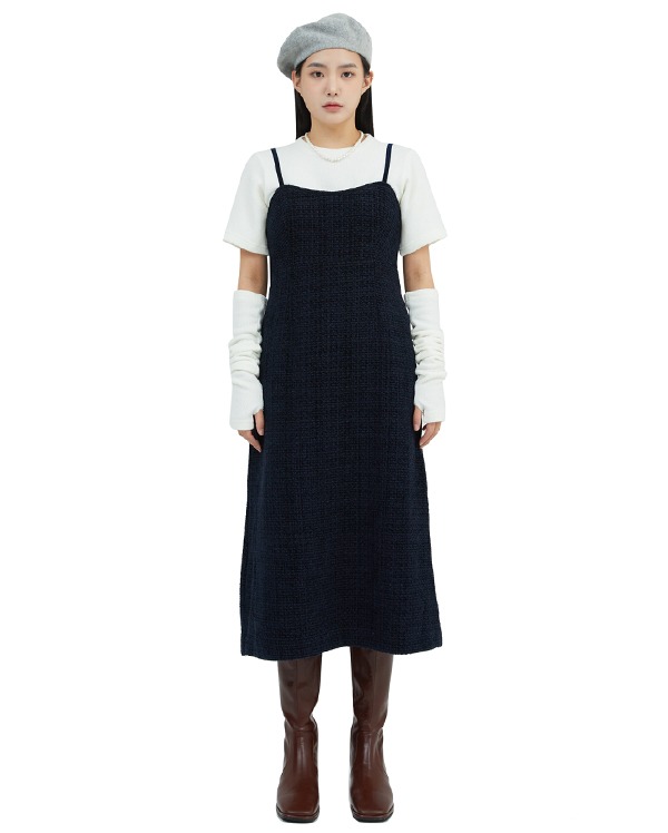 Velvet tweed wool dress
