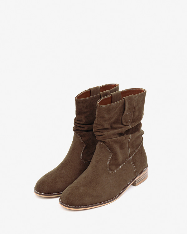 suede pleat short ankle boots (230-250)