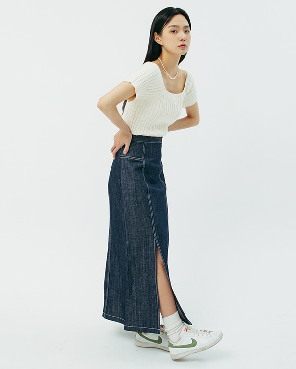 linen jean skirt