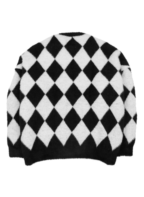 Harlequin Check Oversized Sweater [Black]