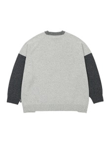 Tri Color Mixed Sweater [MELANGE GREY]