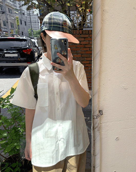 케후로 포켓 오버 반팔 셔츠 (3color)