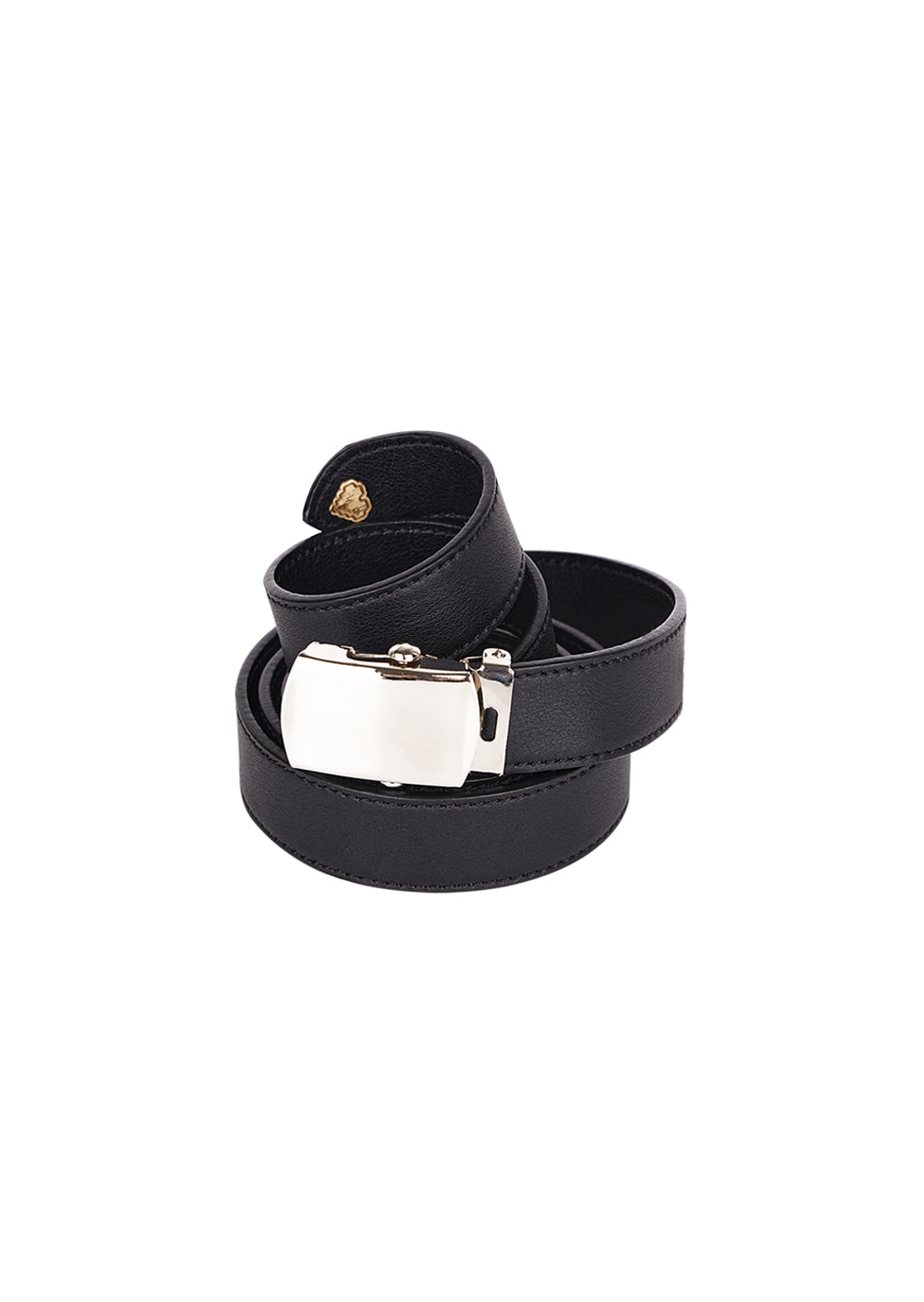 AIMONS STEEL SLIP BUCKLE BLACK LEATHER BELT - 에몽 공식스토어  aimons