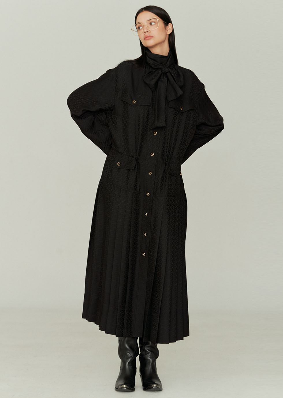 [AIMONS BESPOKE] ADORA BLACK JACQUARD SHIRT DRESS - 에몽 공식스토어  aimons