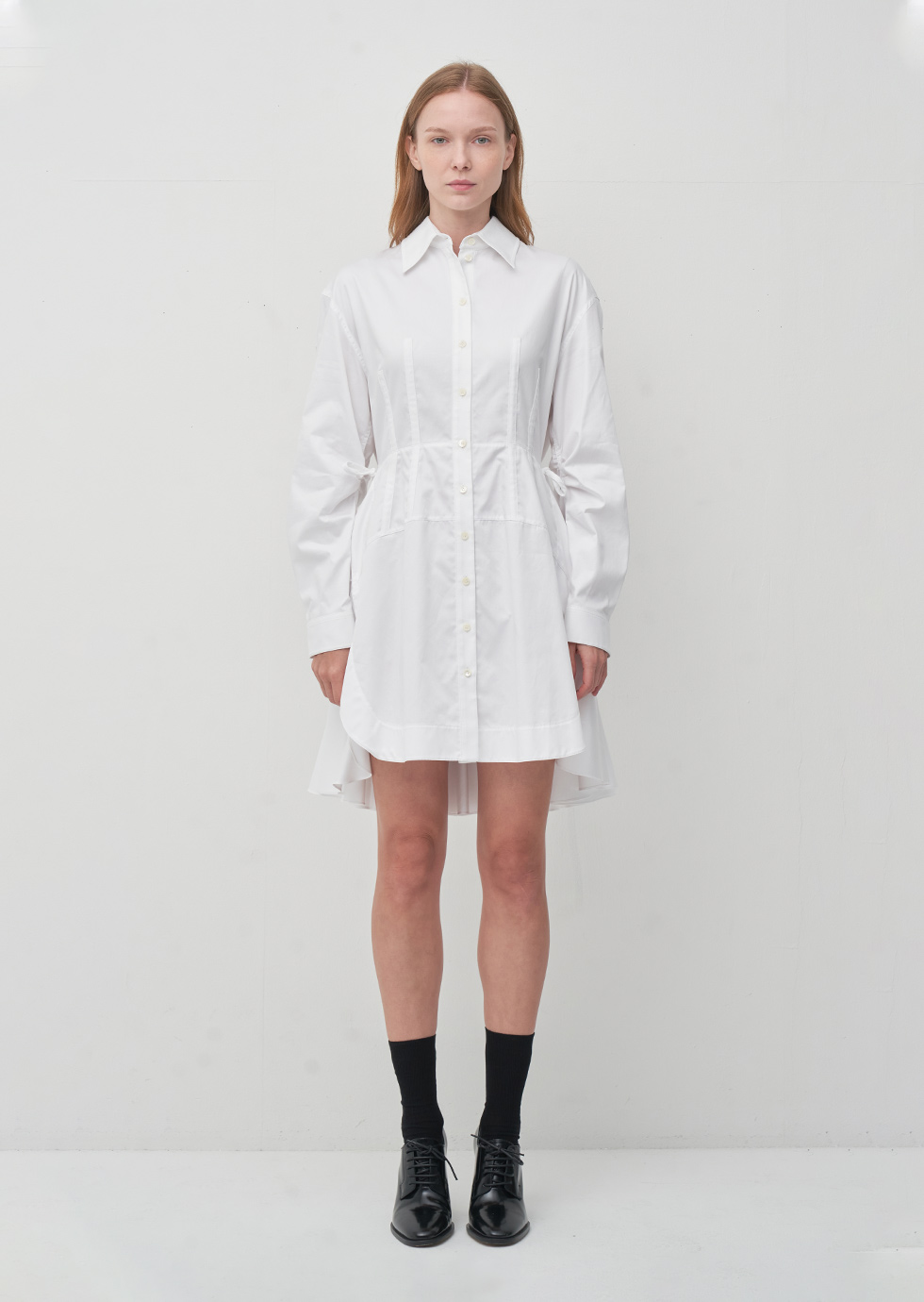 JENNY WHITE COTTON-POPLIN BACK FLARE SHIRT DRESS - 에몽 공식스토어  aimons