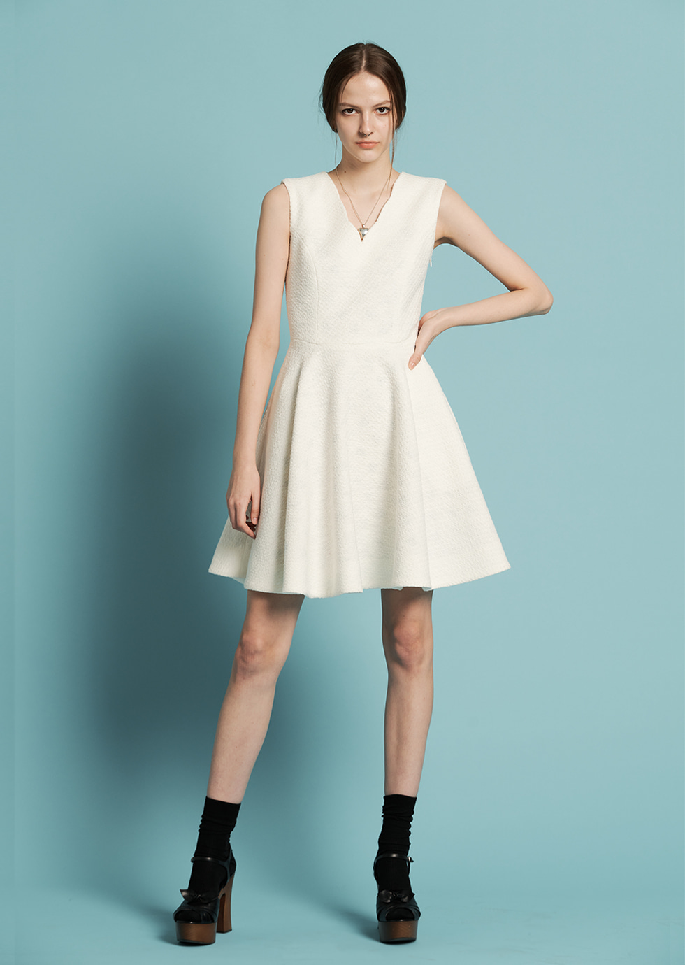 THYLANE WHITE FIT &amp; FLARE TWEED DRESS - 에몽 공식스토어  aimons