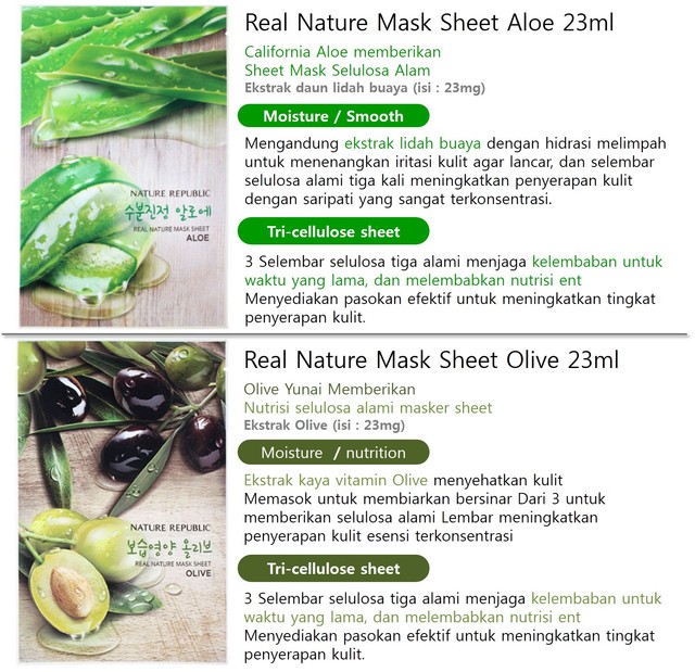 Nature Republic Real Nature Mask Sheet *10 - Jual kosmetik korea, mdkoko,Kosmetik korea korea murah