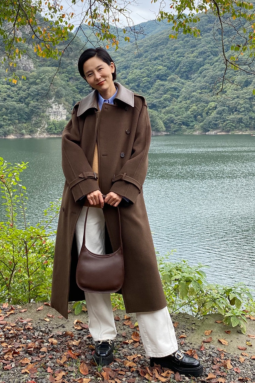 [앤유티비]HELSINGOR Cashmere blended double breasted trench coat (Choco brown)