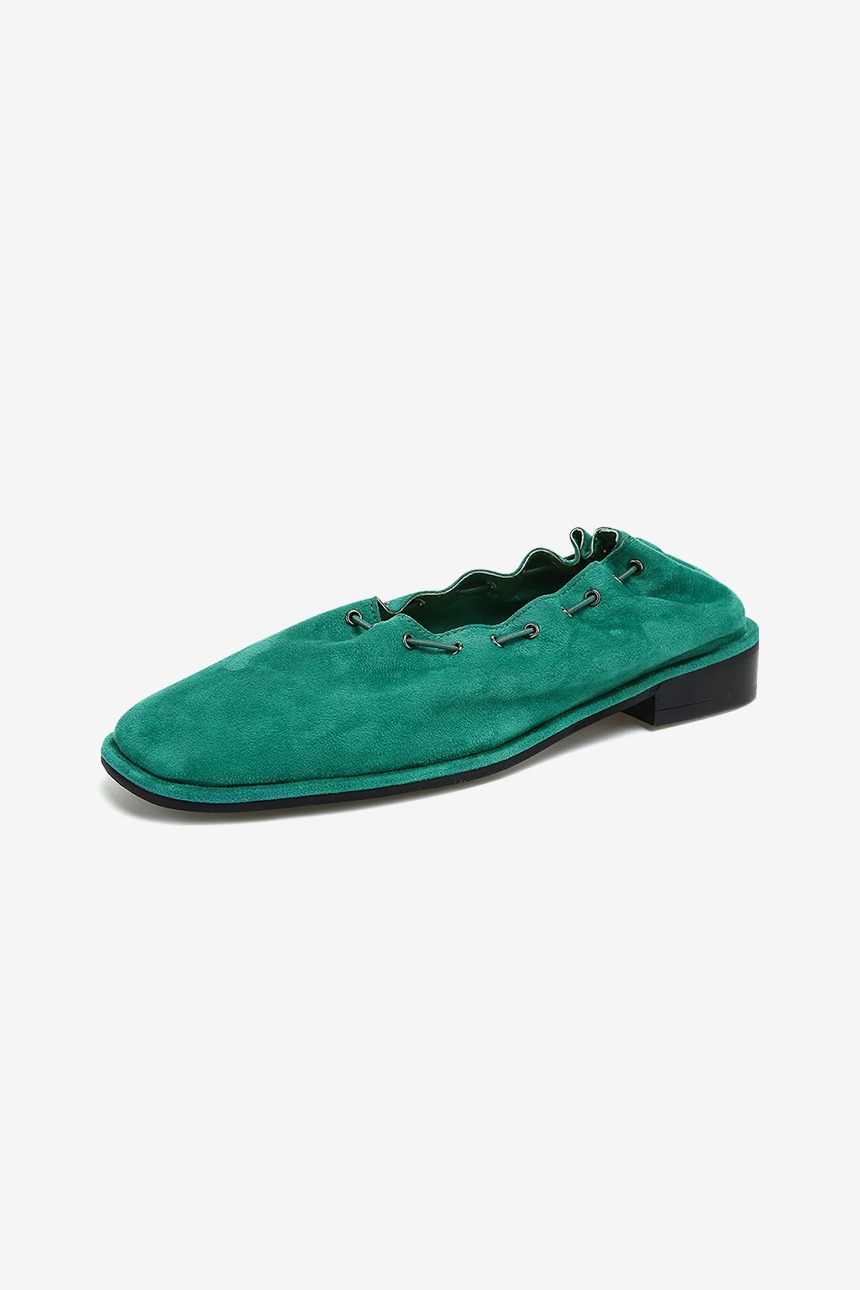 [앤투어]MUSUBI Square toe flat shoes (Teal green)
