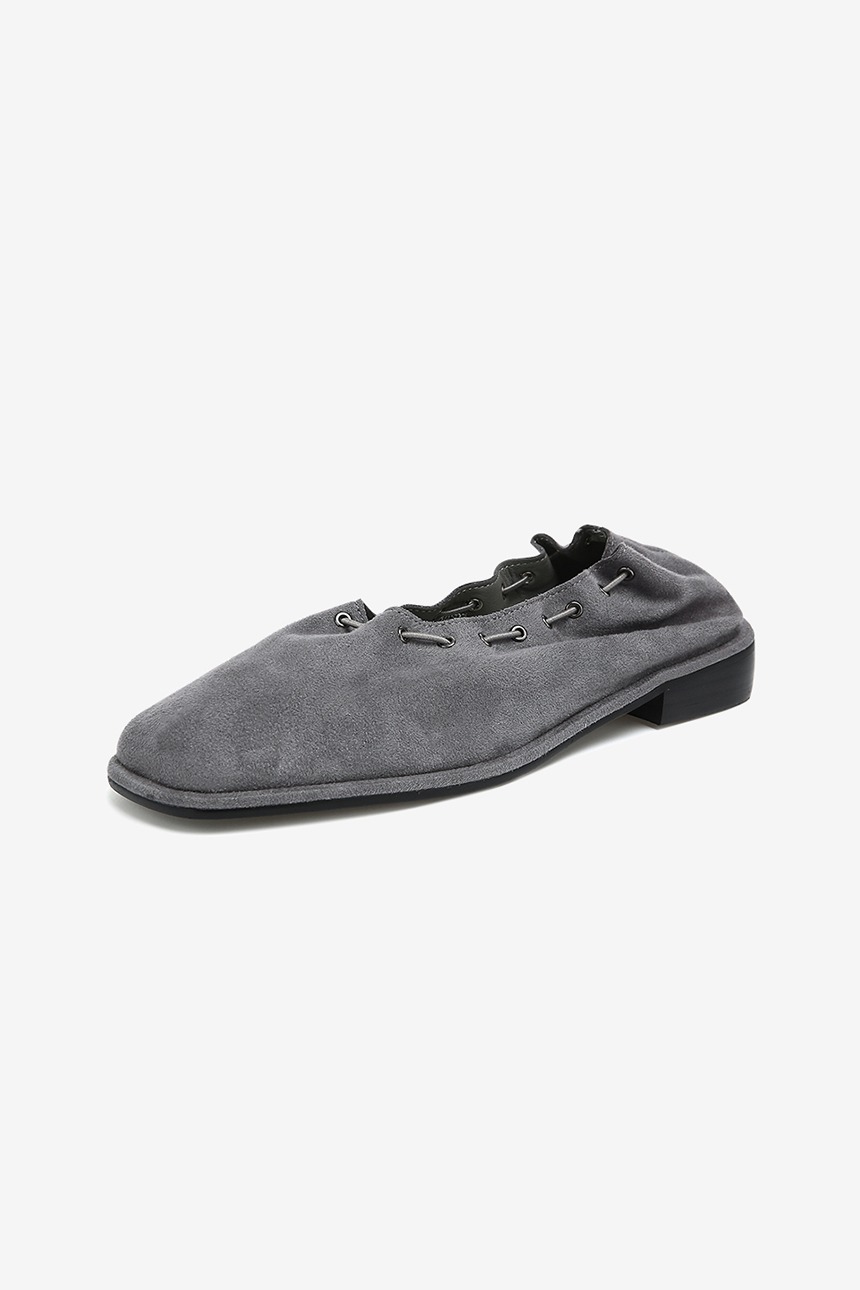 MUSUBI Square toe flat shoes (Gray)