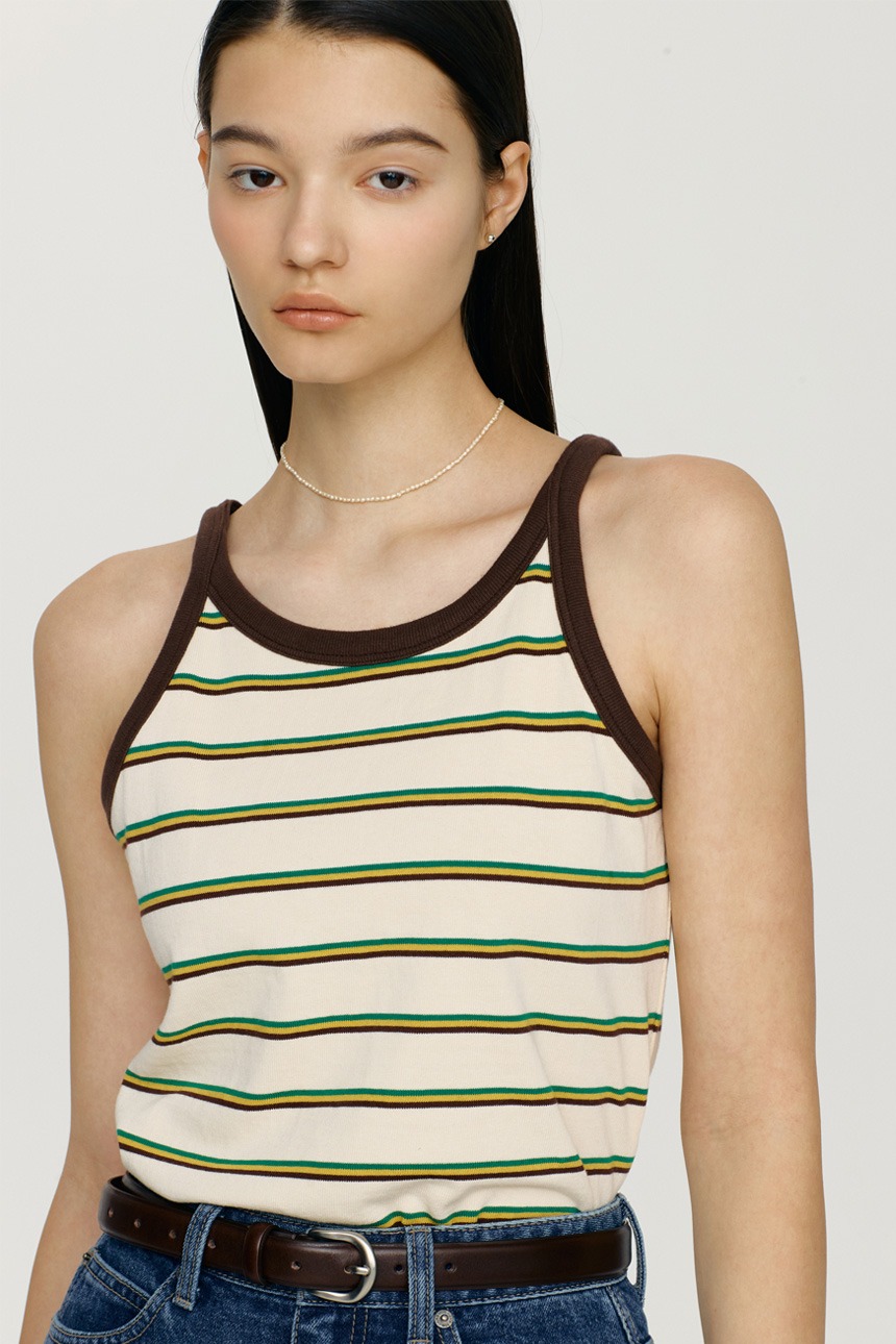 [6/8 예약배송]LAIE Stripe sleeveless top (Multi brown)
