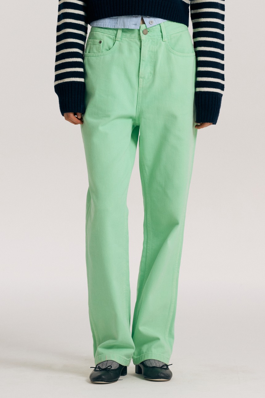 SPITALFIELDS Color cotton straight pants (Emerald green)