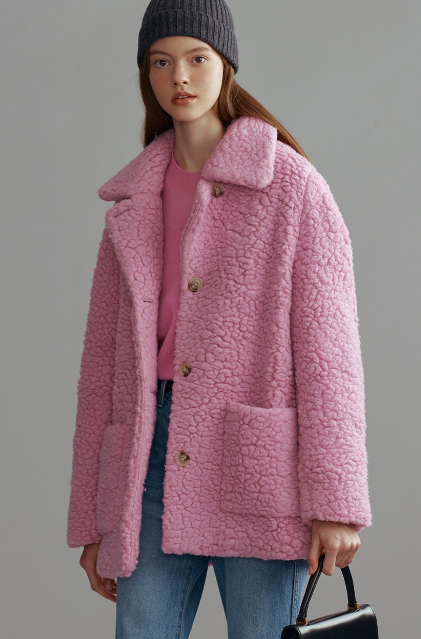 BRIXTON Eco shearing wool coat (Pink)