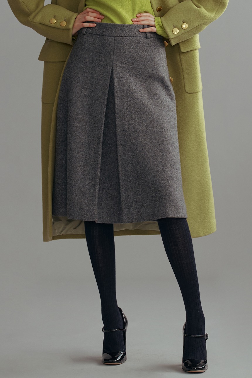 FENCHURCH A-line wool midi skirt (Charcoal)