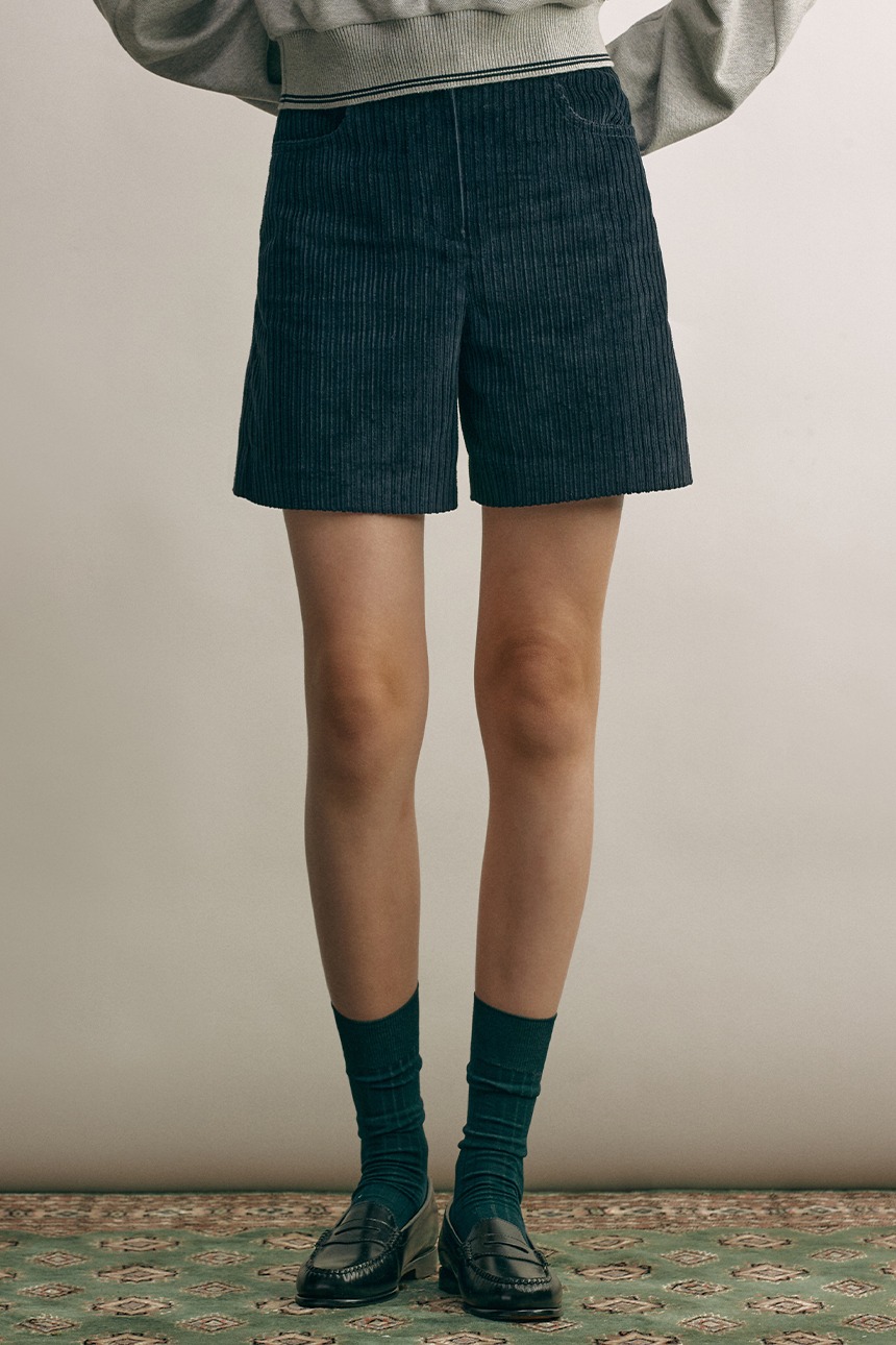 PUTNEY High-rise corduroy shorts (Navy)